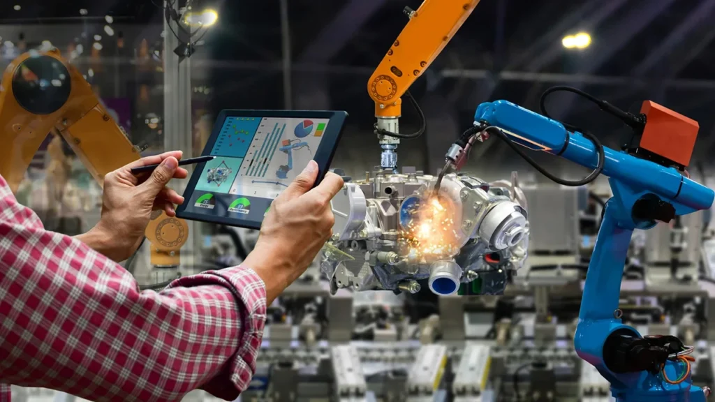 What Is Manufacturing? Unlocking Processes, Types & Value 3 Engineer touch screen control robot the production of factory parts engine manufacturing industry robots and mechanical arm What Is Manufacturing Unlocking Processes, Types & Value ROSNOK