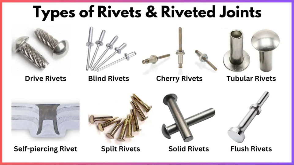 Types of Fasteners Used in Manufacturing: A Complete Guide 6 Rivets Types of Fasteners Used in Manufacturing A Complete Guide ROSNOK CNC MACHINE